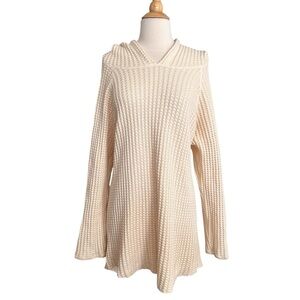 SASQUATCHFABRIX Waffle Knit Hoodie Tunic Sweater Dress Made In Japan Cotton M
